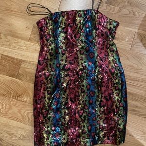 Nastygal leopard print Sequin dress size 4